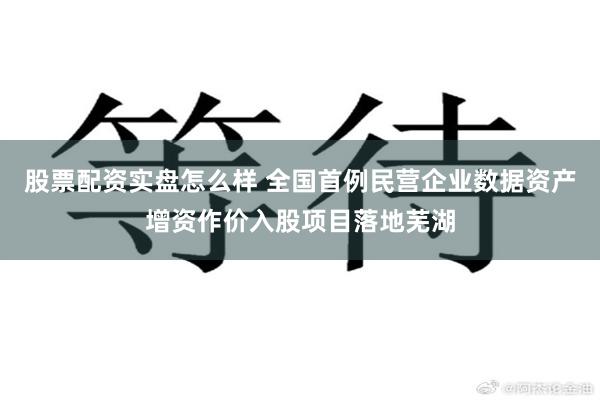 股票配资实盘怎么样 全国首例民营企业数据资产增资作价入股项目落地芜湖